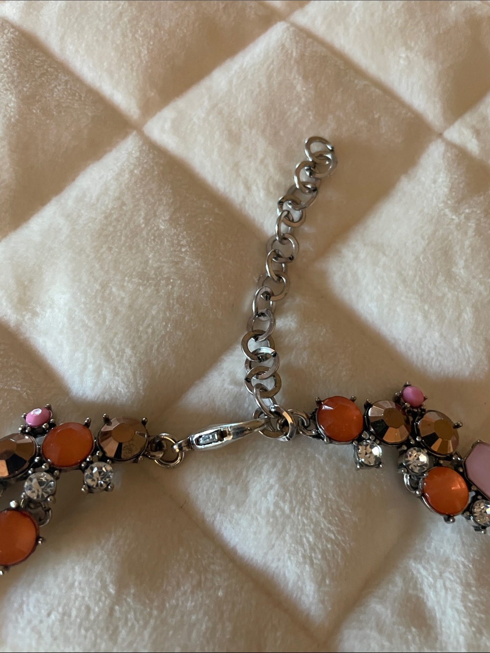 Colorful Gemstone Cluster Necklace - Pink, Orange & Teal - Picture 6 of 8